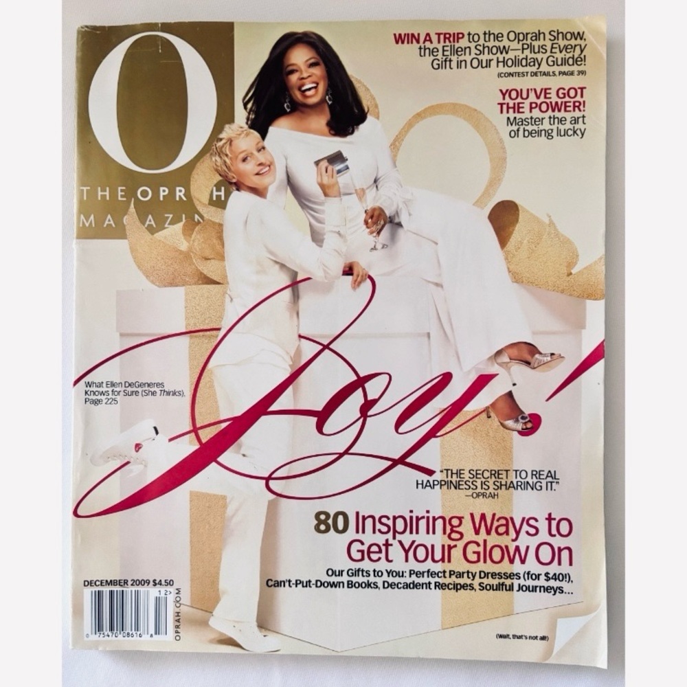 ‘O’ The Oprah Magazine December 2009 Holiday (Thick) Issue, Oprah & Ellen Cover